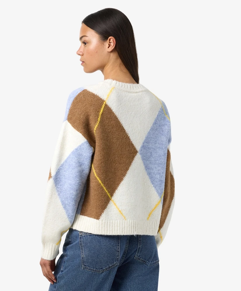 NOISY MAY Trui LM NMARMIE L/S O-NECK ARGYLE KNIT F
