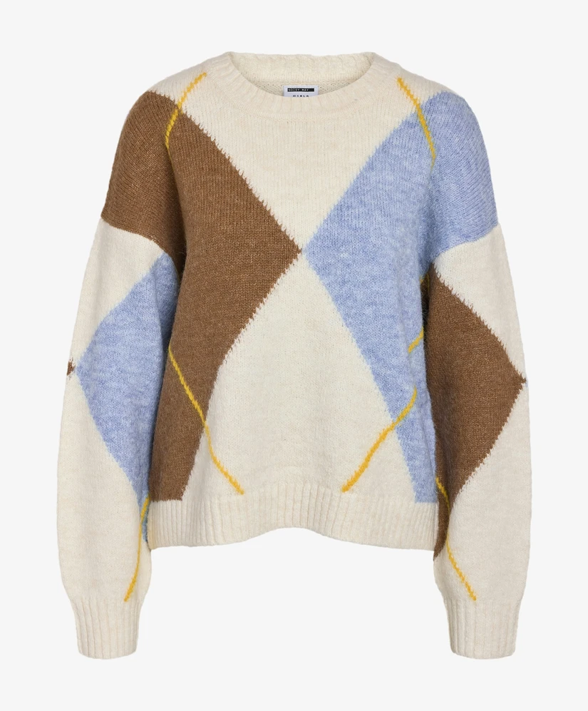 NOISY MAY Trui LM NMARMIE L/S O-NECK ARGYLE KNIT F