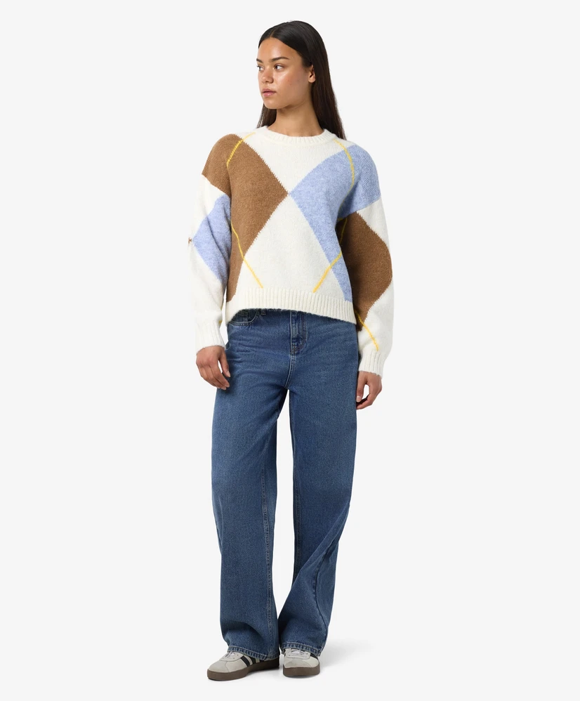 NOISY MAY Trui LM NMARMIE L/S O-NECK ARGYLE KNIT F