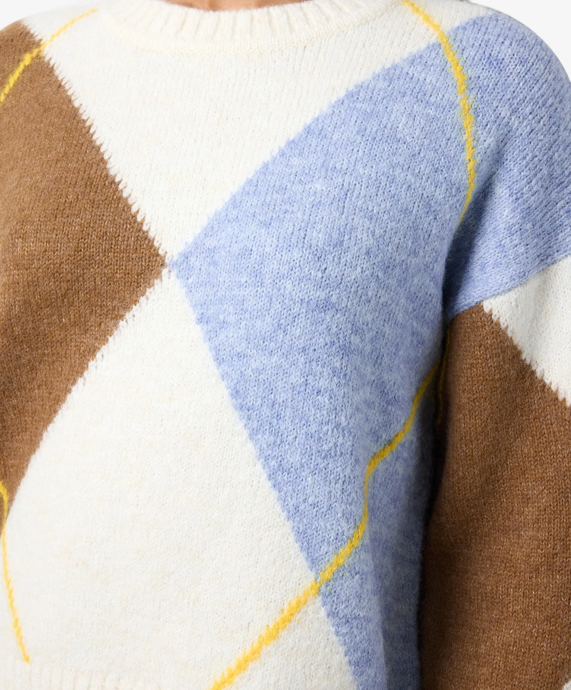 NOISY MAY Trui LM NMARMIE L/S O-NECK ARGYLE KNIT F