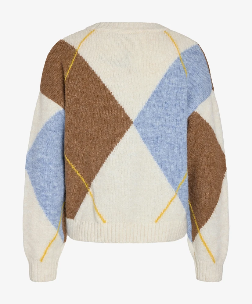 NOISY MAY Trui LM NMARMIE L/S O-NECK ARGYLE KNIT F