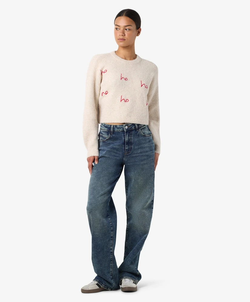 NOISY MAY Trui LM NMVIXEN L/S O-NECK EMBROIDERY KN