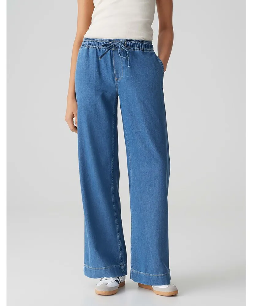 OPUS Broek Denim Wide Leg Miva Palazzo French