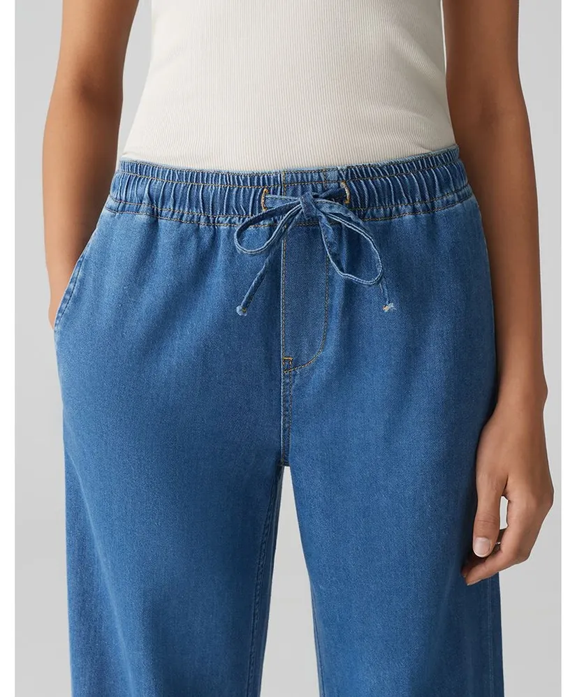 OPUS Broek Denim Wide Leg Miva Palazzo French