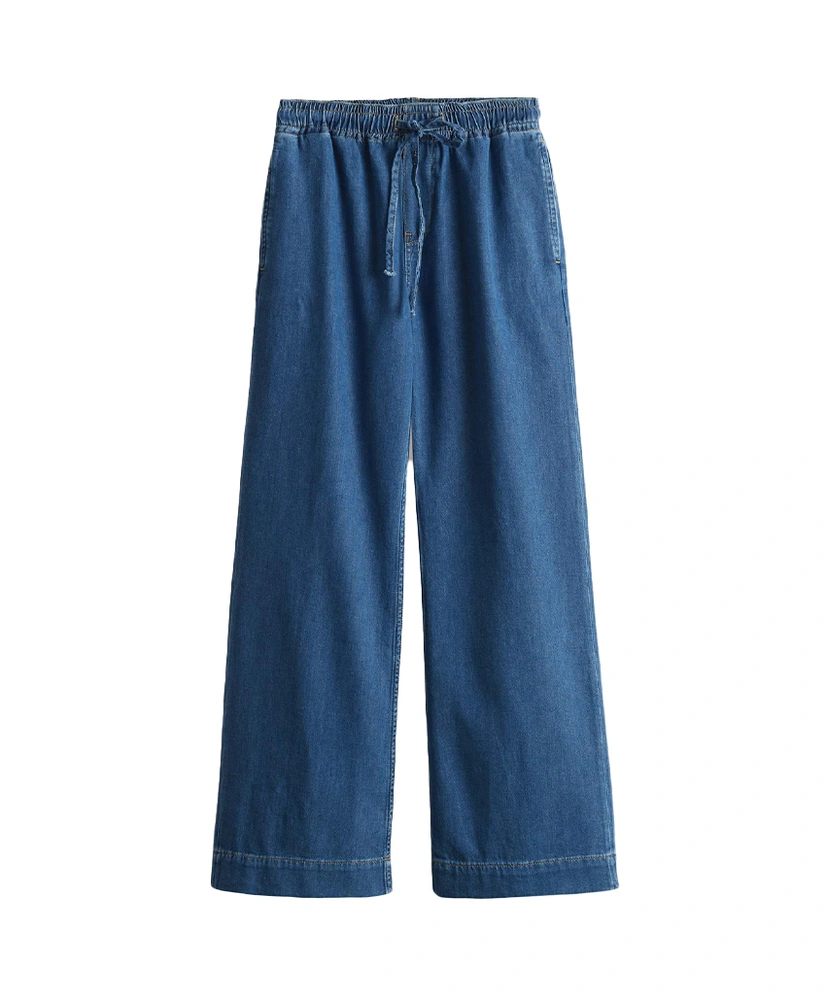OPUS Broek Denim Wide Leg Miva Palazzo French