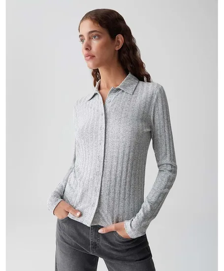 OPUS Overhemdblouse Geribd Sitami