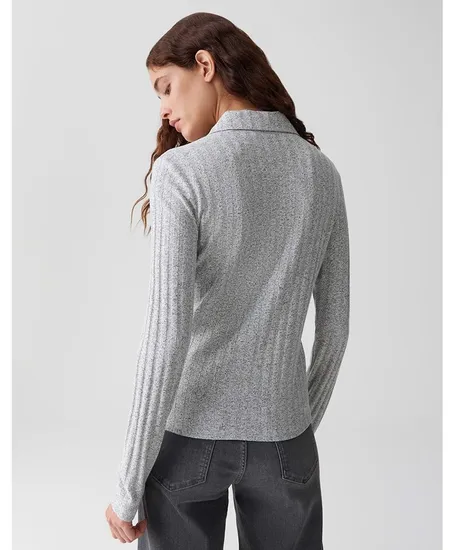 OPUS Overhemdblouse Geribd Sitami