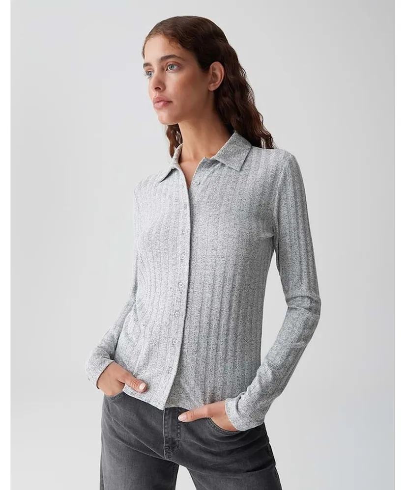OPUS Overhemdblouse Geribd Sitami