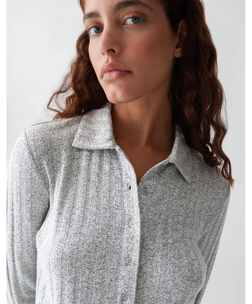 OPUS Overhemdblouse Geribd Sitami