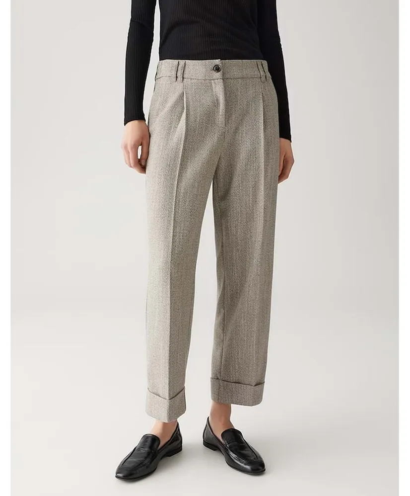 OPUS Pantalon Vissengraat Print