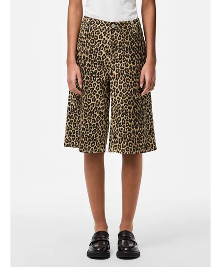 PIECES Bermuda Salume Wide Fit Leopard