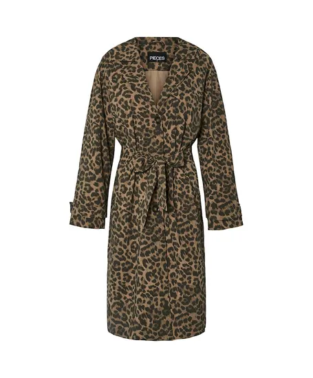 PIECES Trenchcoat Fetina Leopard