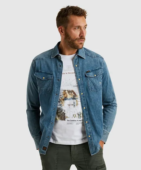 PME Legend Overhemd Denim Regular Fit
