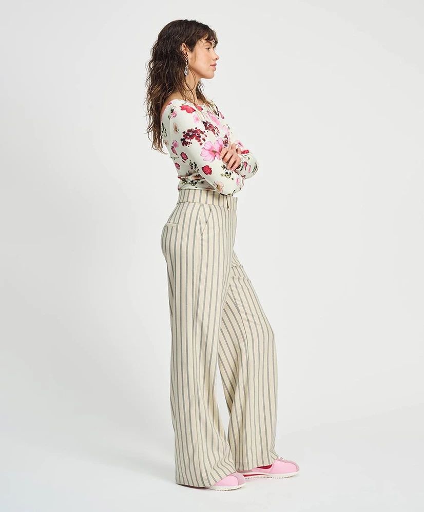 POM Amsterdam Broek Gestreept Wide Leg