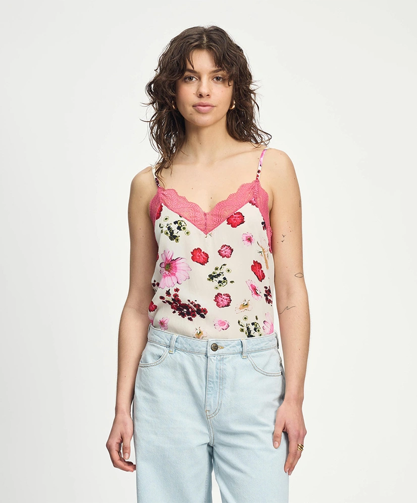 POM Amsterdam Top Singlet Cami Bouquet Cream