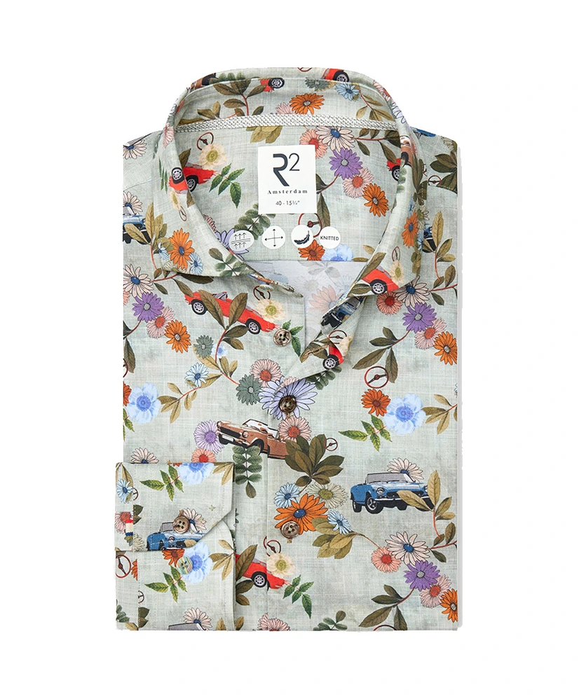 R2 Amsterdam Overhemd Bloemenprint Modern Fit