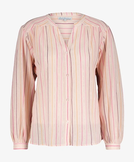 Red Button Blouse Lurex Stripe