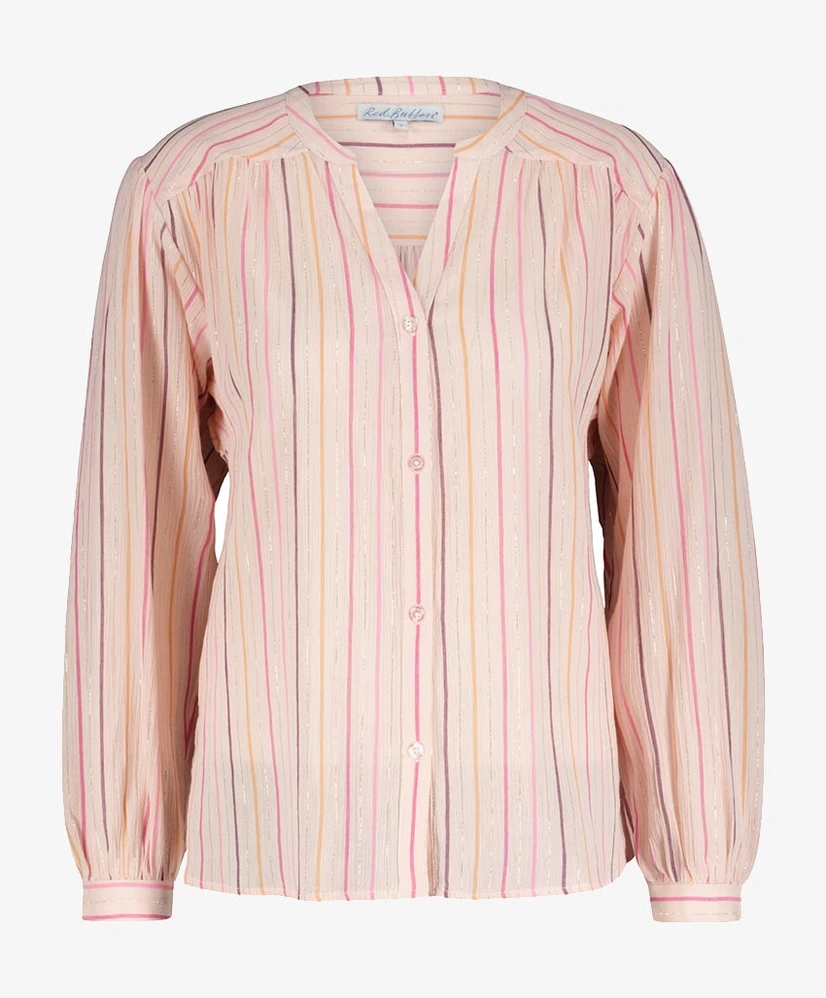 Red Button Blouse Lurex Stripe