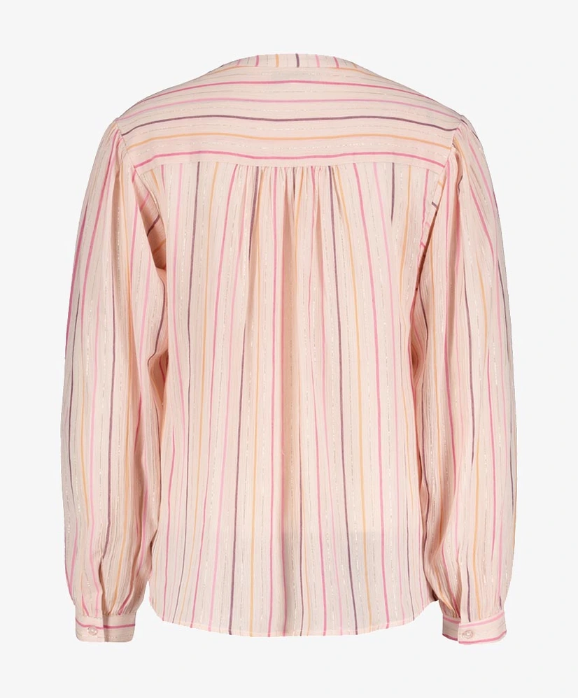 Red Button Blouse Lurex Stripe