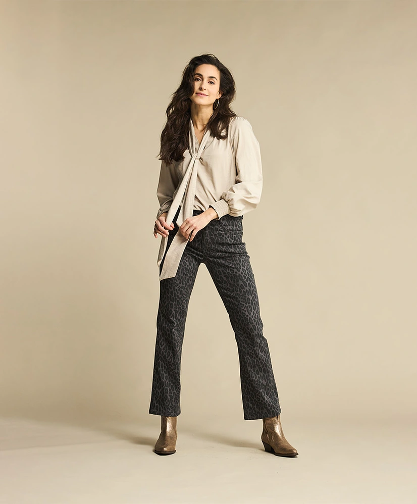 Red Button Broek Straight Leopard