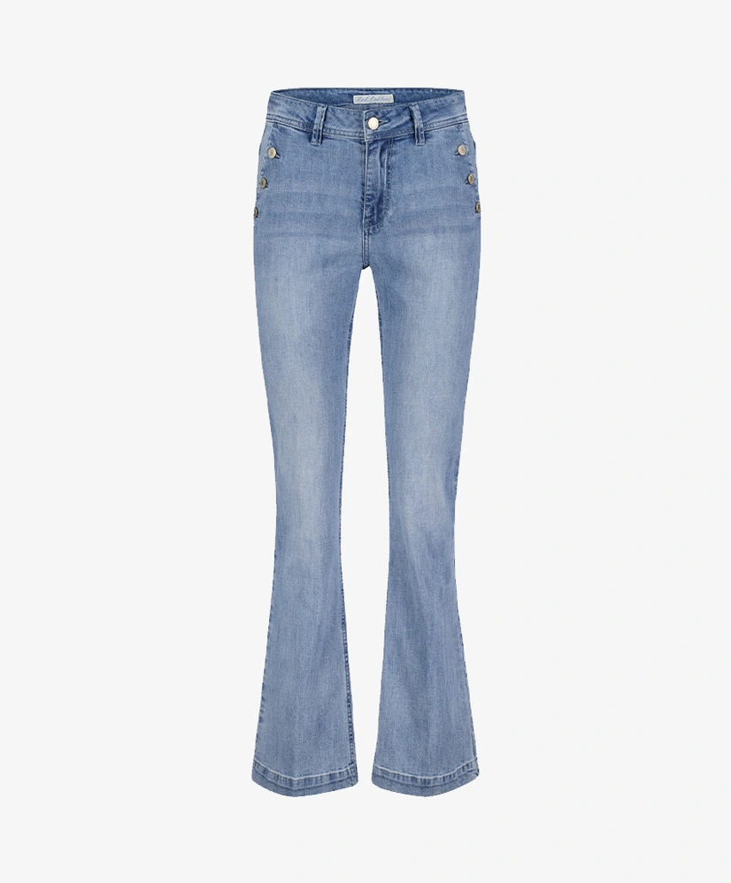 Red Button Flared Jeans Bibette
