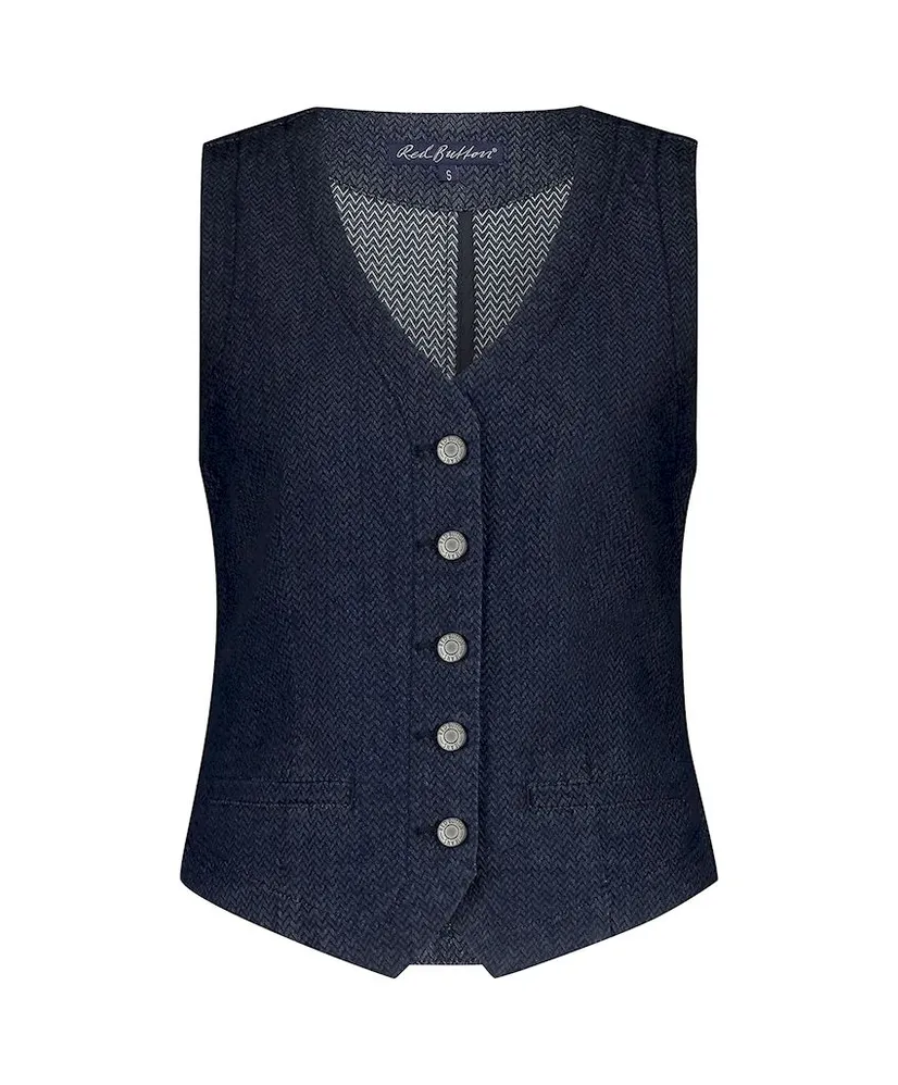 Red Button Gilet Herringbone