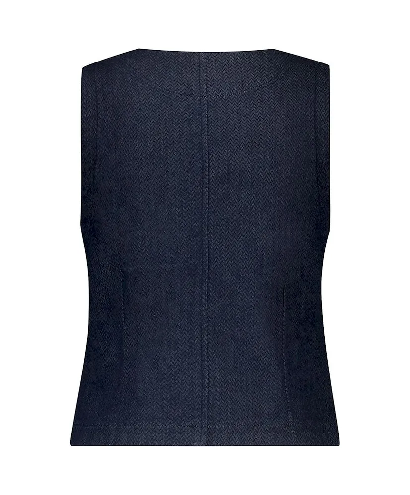 Red Button Gilet Herringbone