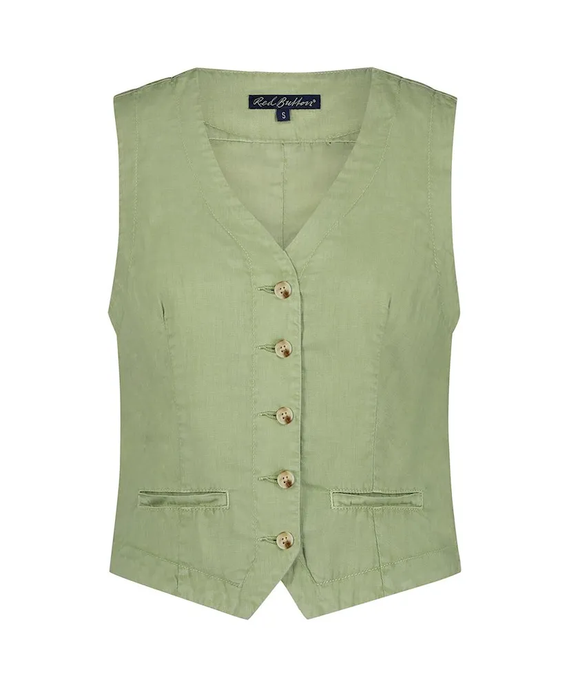 Red Button Gilet Linnen