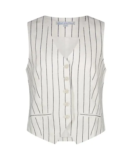 Red Button Gilet Stripe