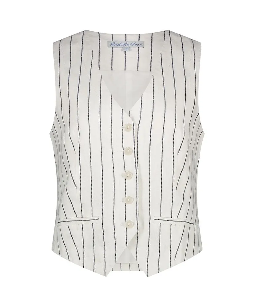 Red Button Gilet Stripe