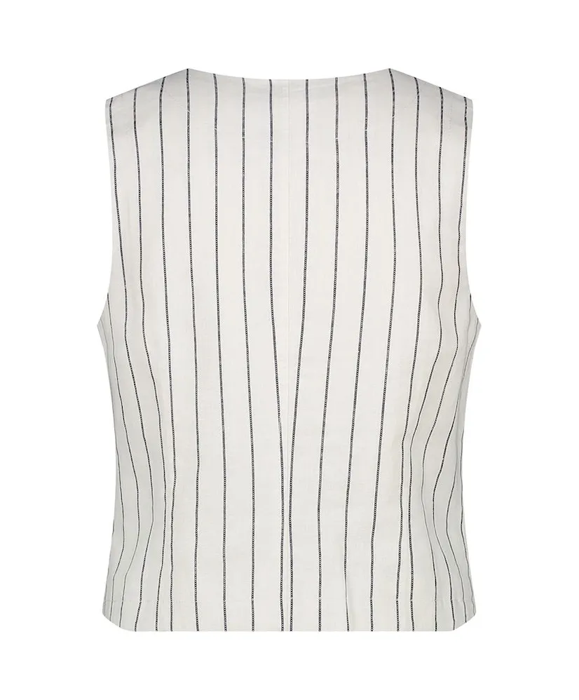 Red Button Gilet Stripe