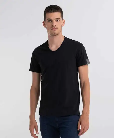 Replay Jeans T-Shirt V-Hals Zwart