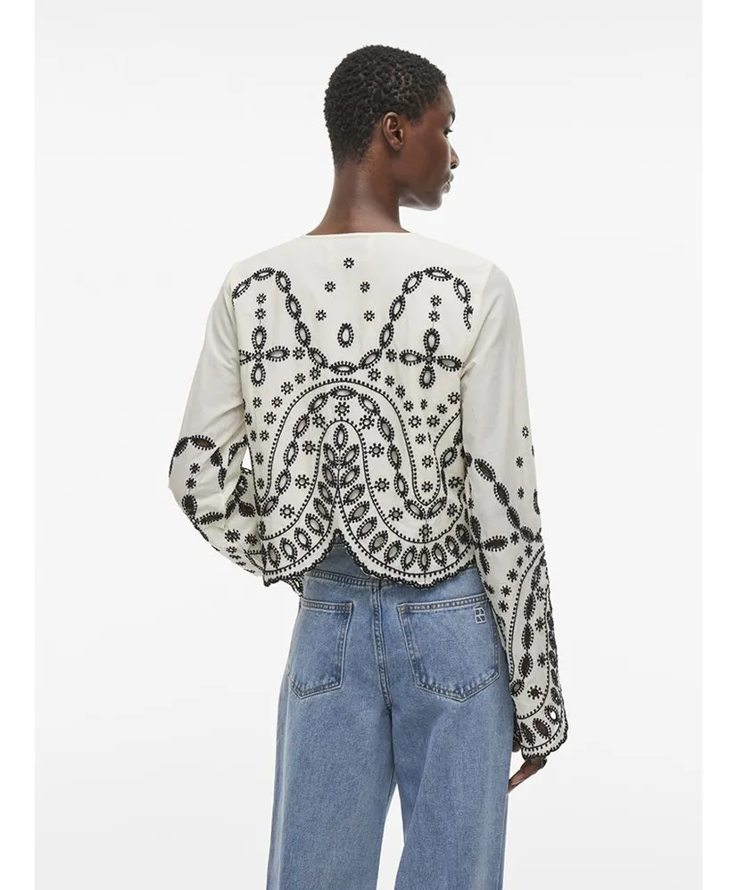 ROUGE EDIT Blouse LM ROUBRODIE LS O-NECK TOP