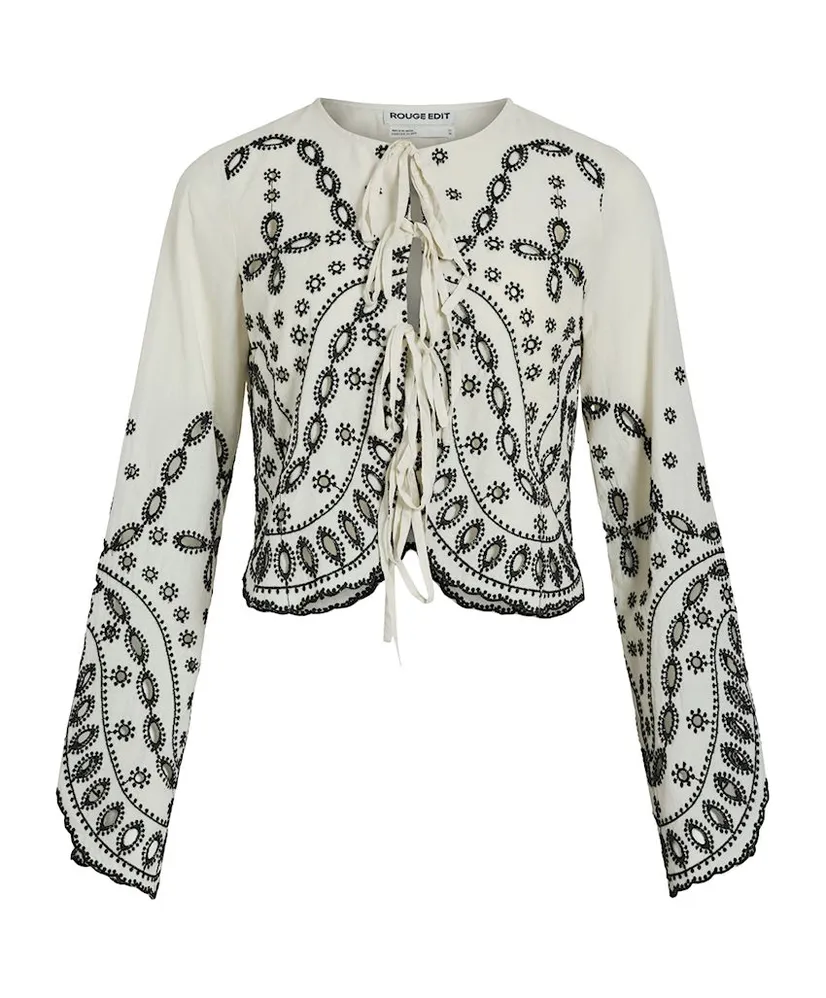 ROUGE EDIT Blouse LM ROUBRODIE LS O-NECK TOP