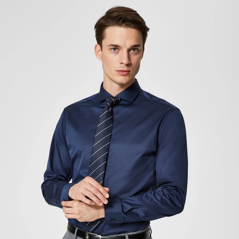 SELECTED HOMME Overhemd Effen Blauw