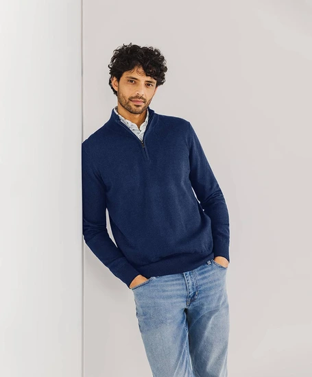 State of Art Half Zip Trui Effen