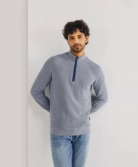 State of Art Half Zip Trui Effen