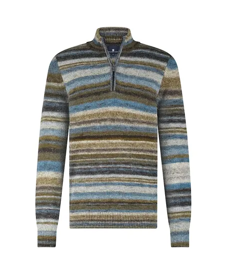 State of Art Trui Half-Zip Gestreept