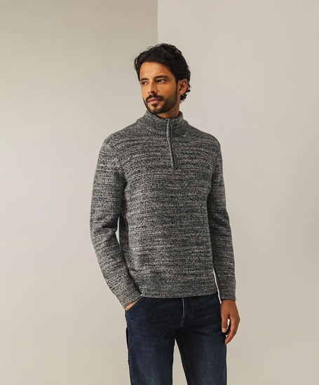 State of Art Trui Halfzip Gemêleerd