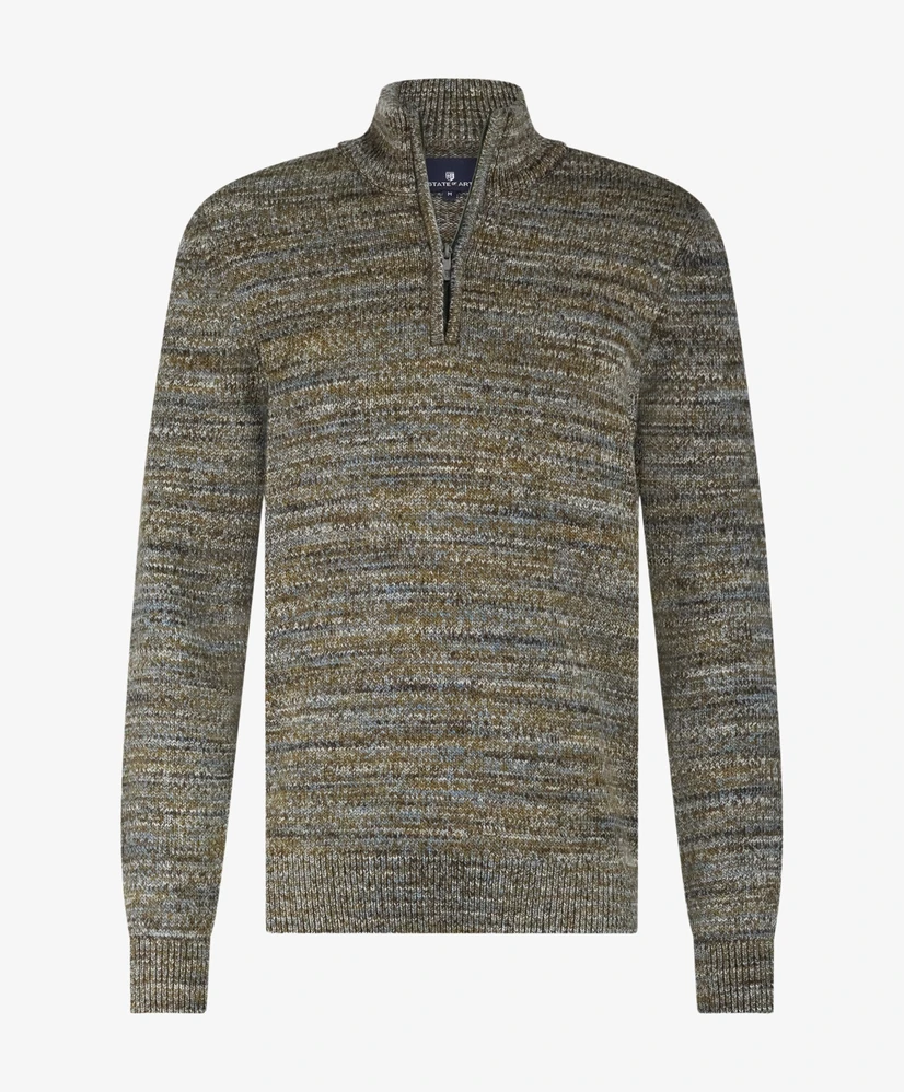 State of Art Trui Halfzip Gemêleerd