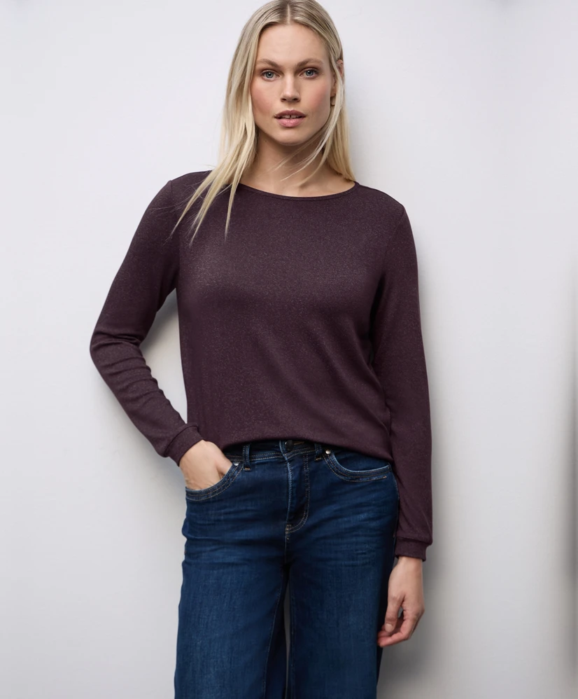 Street One T-shirt KM fine shiny knit look shirt