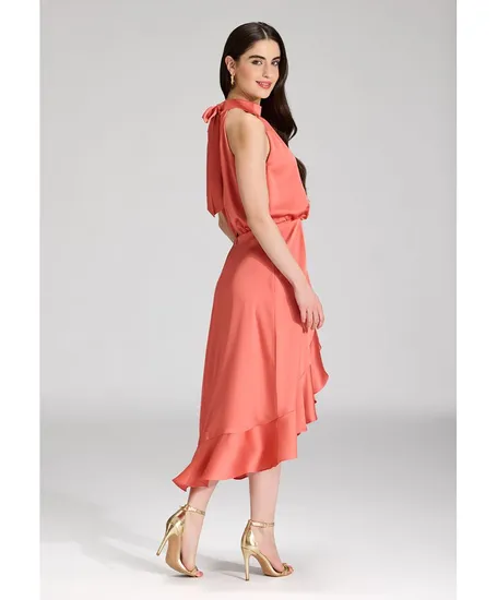 SWING Midi Jurk Halter Ruffle