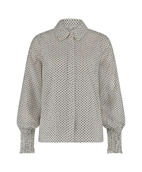 Tramontana Blouse Smocked-Cuff Dots