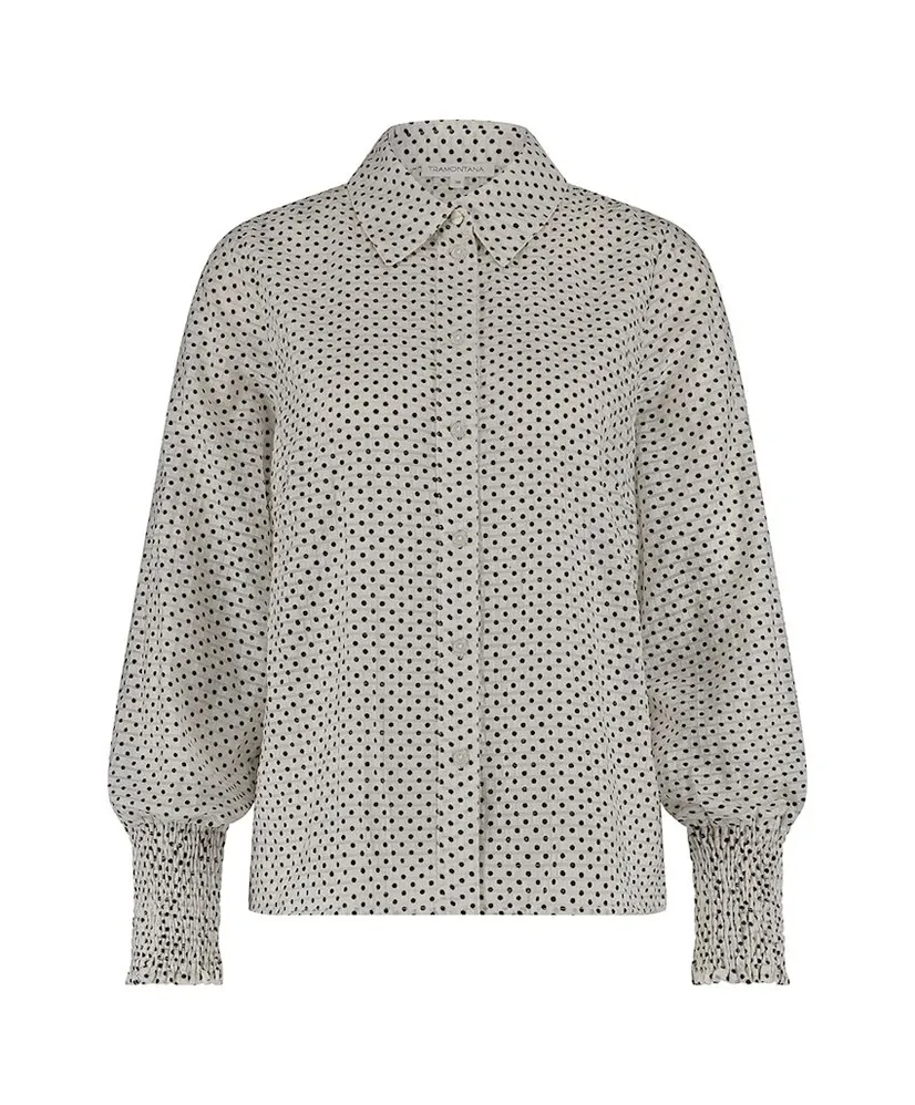 Tramontana Blouse Smocked-Cuff Dots