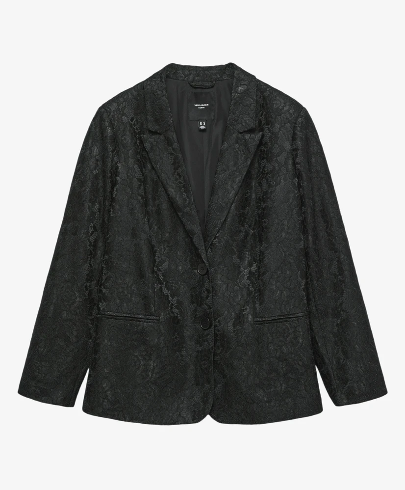 VERO MODA CURVE Curvy Blazer VMCSCARLY LS LACE BLA