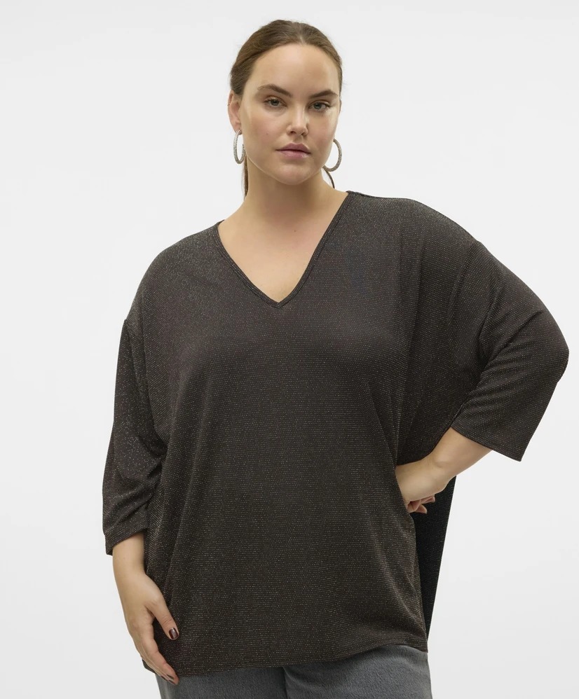 VERO MODA CURVE Curvy Top VMCKANVA 3/4 V-NECK TOP