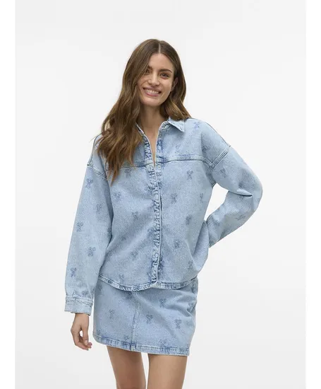 VERO MODA Spijker Blouse Hayden Oversized Fit