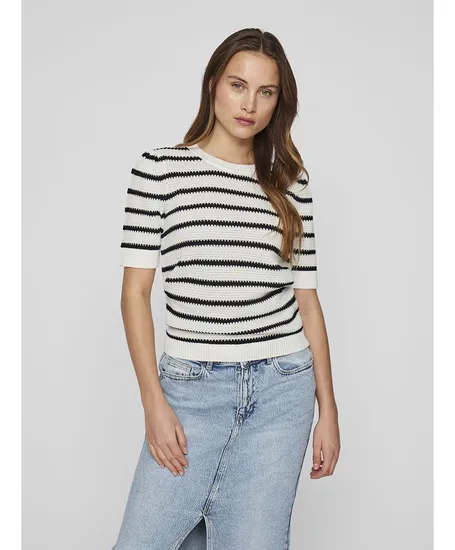 VILA Trui KM VIDALO O-NECK S/S STRIPE KNIT-NOOS