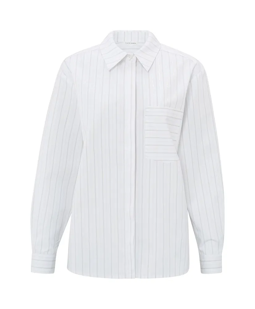 YAYA Blouse Striped Cuff Tape