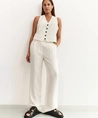 YAYA Broek Linnen Wide Leg Strepen